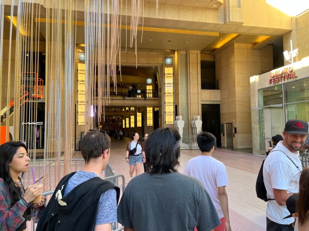 The entrance to the Dolby Theatre in Hollywood ahead of the 2022 Oscars