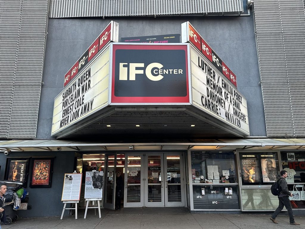 The IFC Center movie theater marquee on Sixth Avenue in New York City