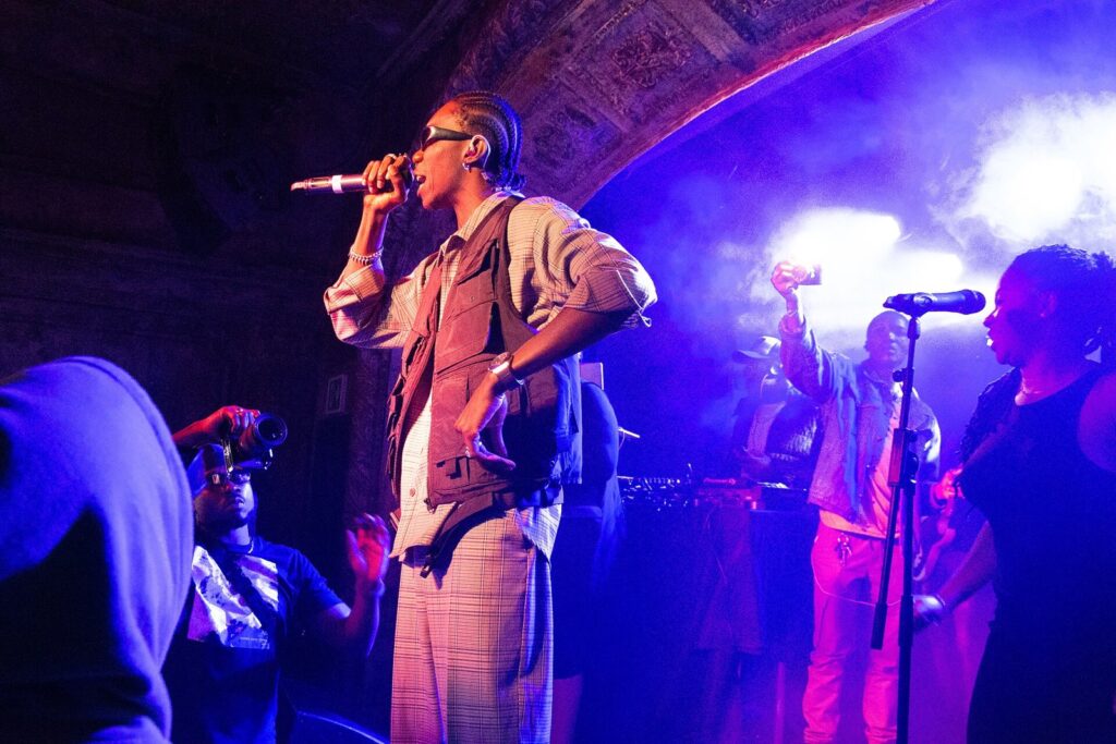 Blaqbonez performing on stage at his London concert in 2022